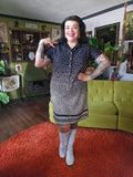 Vintage 70 Black and White Heart Shaped Leaf Dress
