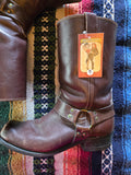 Vintage 70s Brown Leather Biker Boots Men's 11