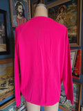 Vintage 60s Bright pink floral knit cardigan sweater