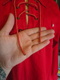 Vintage 60s red lace up buttons up men's shirt