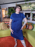 Vintage Volup Navy Polyester shift dress
