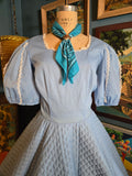 Vintage 70s Pastel Blue Lace Square Dancing Dress