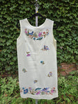 Vintage 60's White Bird and Flower Embroidered Dress