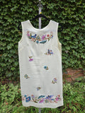 Vintage 60's White Bird and Flower Embroidered Dress