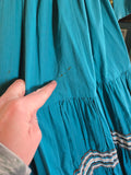 Vintage 50s Teal Western Patio Skirt Set