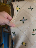 Vintage 60s white sequin beaded floral sweater top