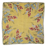 Vintage 60s yellow wild flower square silk scarf
