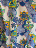 Vintage 60s Blue and White Ornate Pattern Shirt