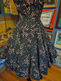 Vintage 50s Betty Carol black and pink floral dress