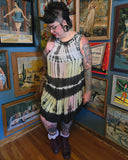 Vintage 90s Black Rainbow Tie Dye Hippie Dress