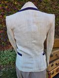 Vintage 50s White Linen Jacket with Navy Trim