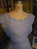 Vintage 50s sheer blue dress & shawl set w/ Rhinestones