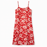 Vintage Y2K Red and White Hibiscus Dress