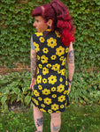 Vintage 60s black and yellow daisy dress
