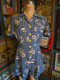 Vintage 40s blue and white floral romper and skirt set