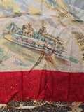 Vintage 50s Red and White France Souvenier Silk Scarf