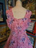 Vintage 50s Pink with Purple Floral Print Sun Dress