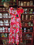 Vintage 60s Ui Maikai Red Tropical Maxi Dress