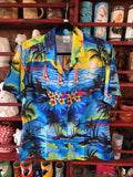 Vintage Y2K Blue and Yellow Aloha Hawaiian Shirt