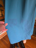 Vintage 40s teal rayon long bishop sleeve dress
