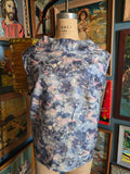 Vintage 60s Blue and Pink Tree Print Button up Blouse