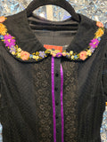 Vintage Black Lace Dress with Floral Collar