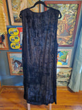 Vintage 90s Black Velvet Embroidered Maxi Dress