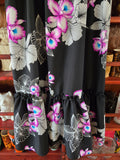 Vintage 80's Black and Purple Hawaiian Dress