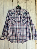 Unforgiven Upcycled Blue Rose Plaid Western