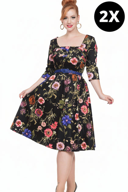 Gently Used Voodoo Vixen Allie Dark Floral dress