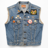 Vintage 90s Levi Blue Denim Biker Vest