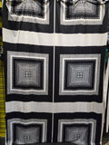 Vintage 70s Set of 4 Black and White Geometric Curtains
