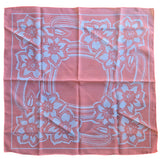 Vintage 60s Peach and White Floral Square Scarf