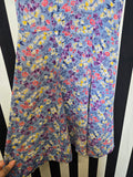 Vintage 40s blue yellow pink sheer floral rayon dress