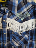 Unforgiven Upcycled Rose Royal Blue Plaid Western