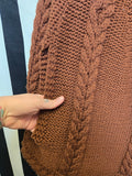 Vintage 60's Brown Hand Knit Shawl Cape