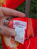 Vintage Red Orange Hibiscus Dress