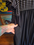 Vintage 90s Black and White Striped Tshirt Maxi Dress