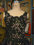 Vintage 50s Betty Carol black and pink floral dress