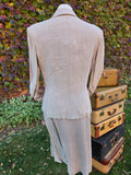 Vintage 40s Brown Linen Jacket Skirt Suit Set