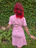 Vintage 60s Pink Double Knit Polyester Dress