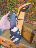Vintage 70s Black Canvas Heels