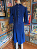 Vintage 40s navy blue wool 3/4 long sleeve dress
