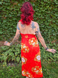 Vintage Red Orange Hibiscus Dress