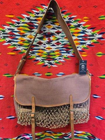 Vintage Leather and Canvas Luggage and Fishing Bag