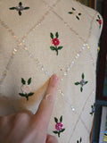 Vintage 60s white sequin beaded floral sweater top