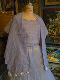 Vintage 50s sheer blue dress & shawl set w/ Rhinestones