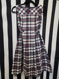 Vintage 60s Green Red Blue Plaid Belted Dress
