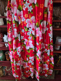 Vintage 60s Ui Maikai Red Tropical Maxi Dress