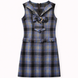 Vintage 60 Blue Plaid Buckle and Bow Dress